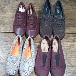 Clarks & Toms Sz 7.5 Sneakers Loafers Heels Dogs LOT - One pair NEW